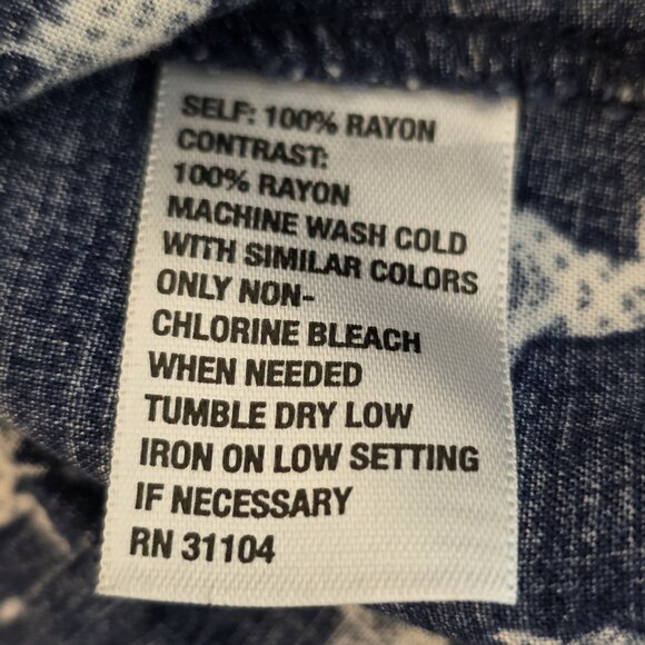 Red Camel Dress Womens XS Blue Paisley Horse Print Rayon Boho Tunic Long Sleeve - Picture 9 of 12